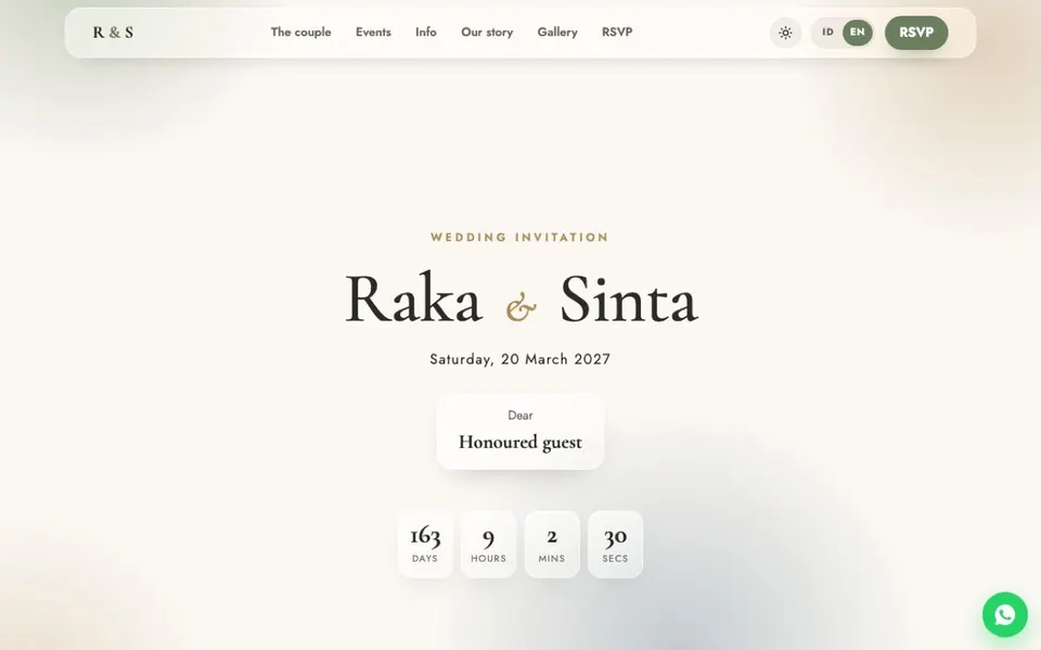 Wedding Invitation Website Template: preview desktop