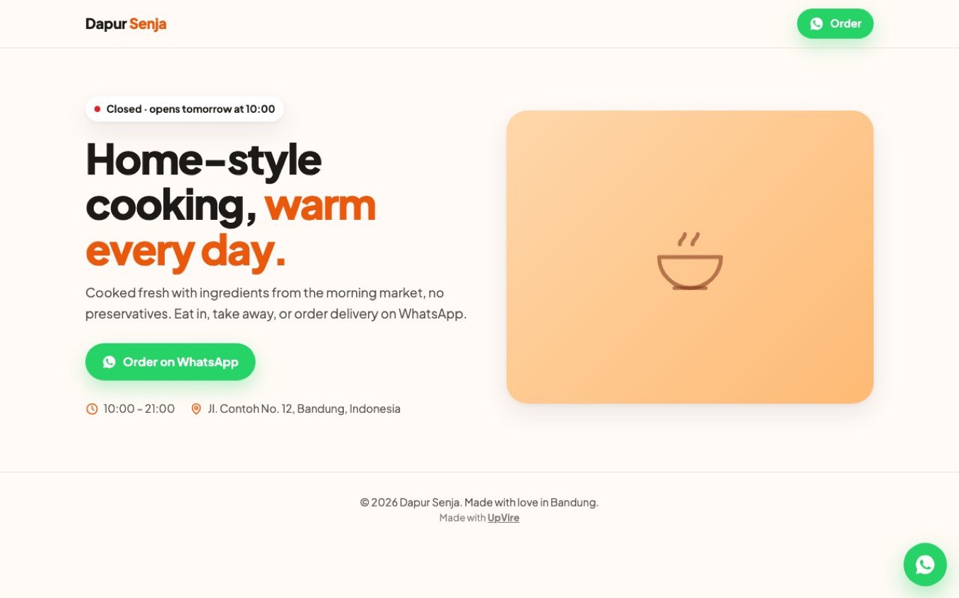Restaurant & Café Website Template — Lite: desktop preview