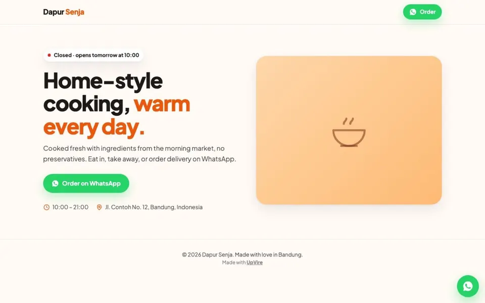 Restaurant & Café Website Template — Lite: desktop preview