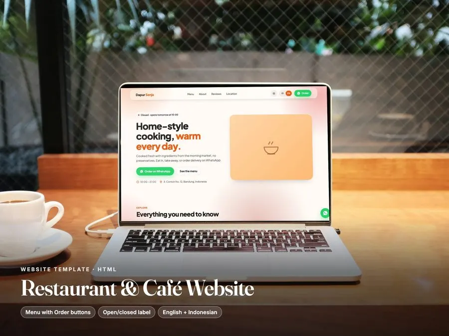 Restaurant and café template preview