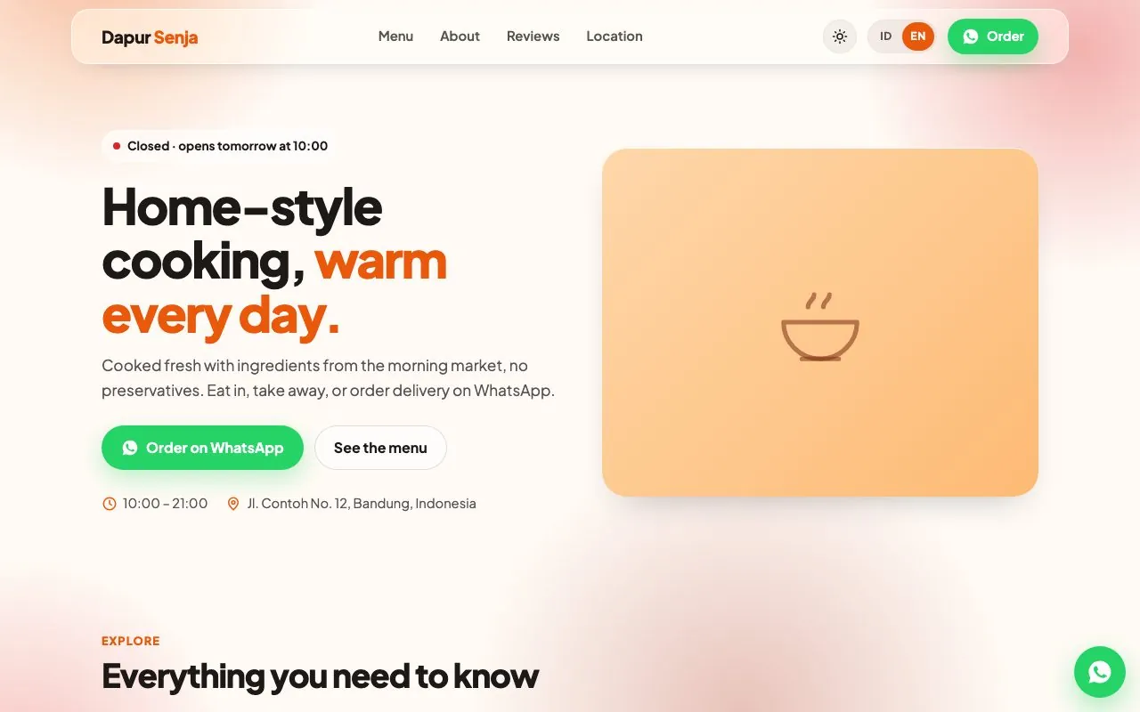 An example small-business website by UpVire, on a computer.